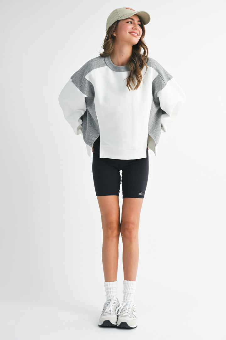 Colorblock Terry Pullover Sweatshirt