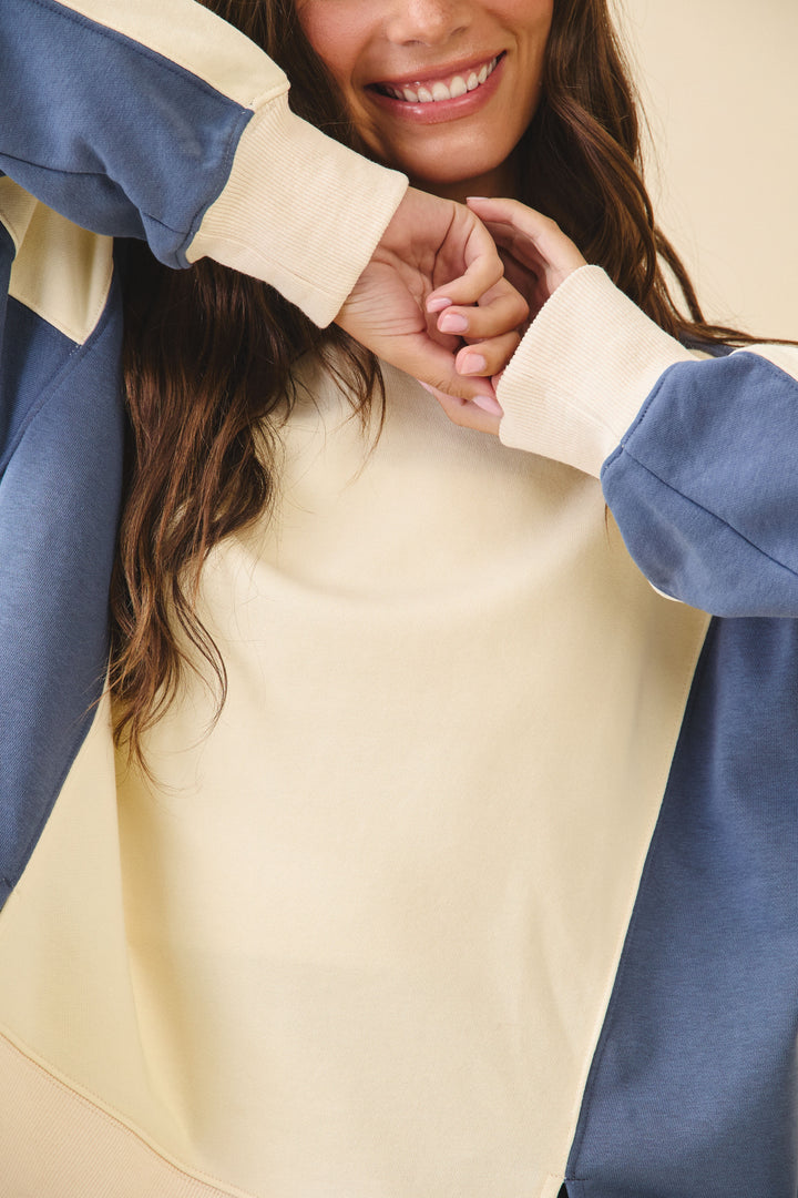 Colorblock Terry Pullover Sweatshirt