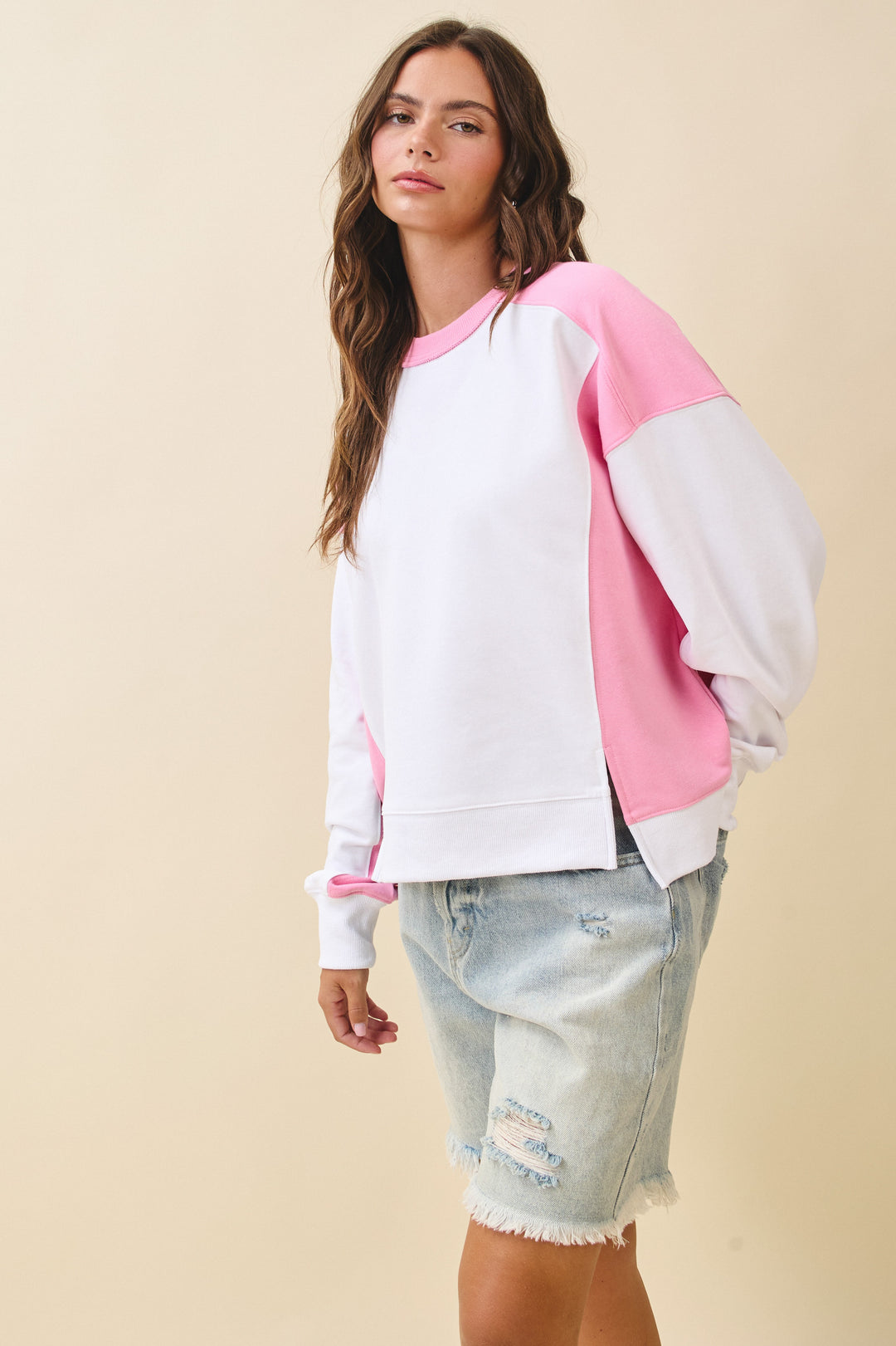 Colorblock Terry Pullover Sweatshirt