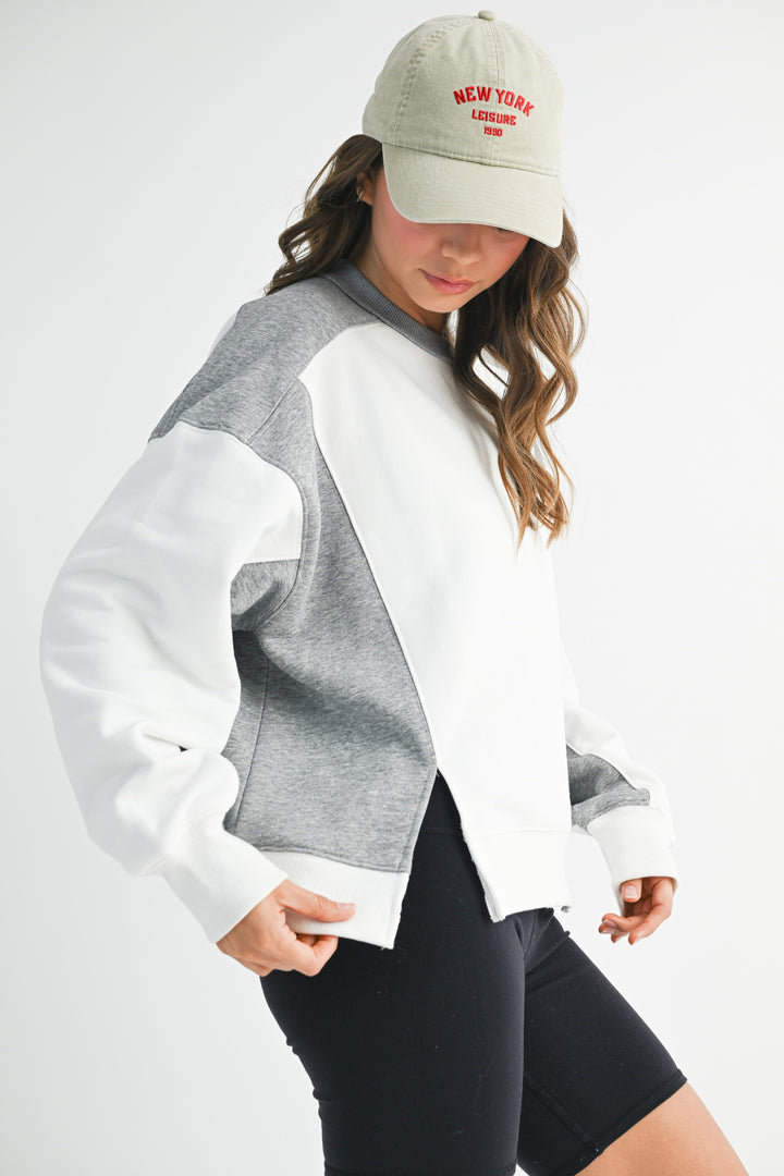 Colorblock Terry Pullover Sweatshirt
