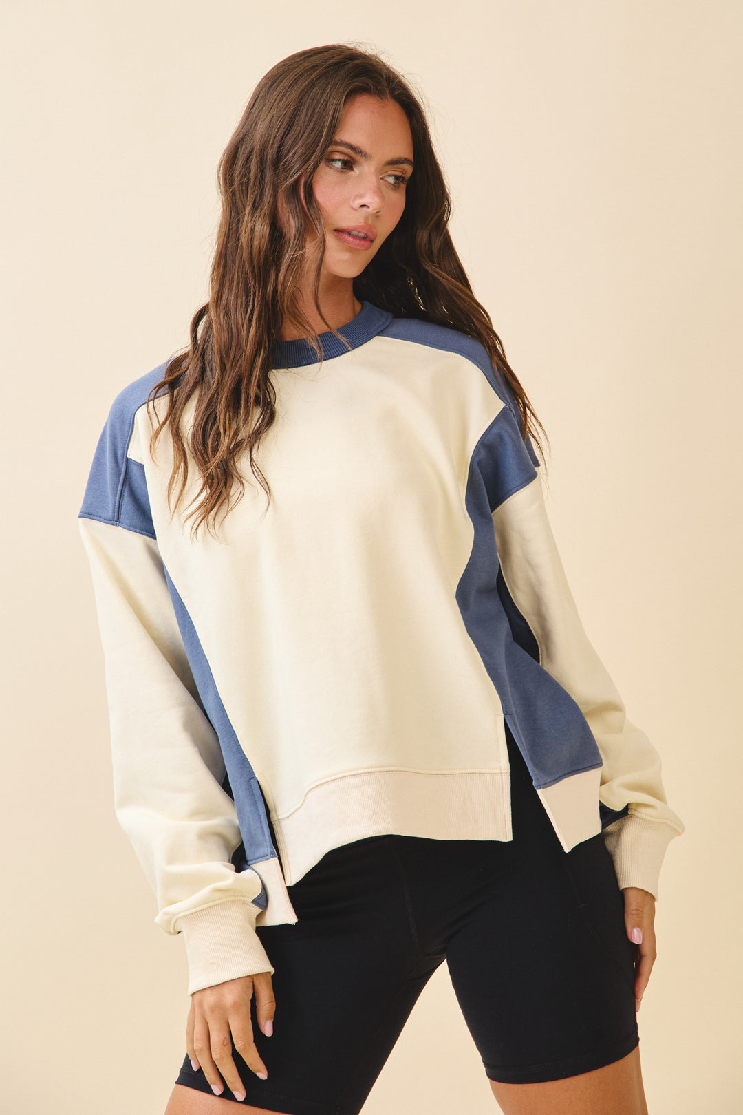 Colorblock Terry Pullover Sweatshirt