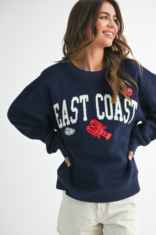 Navy East Coast Graphic Fleece Pullover