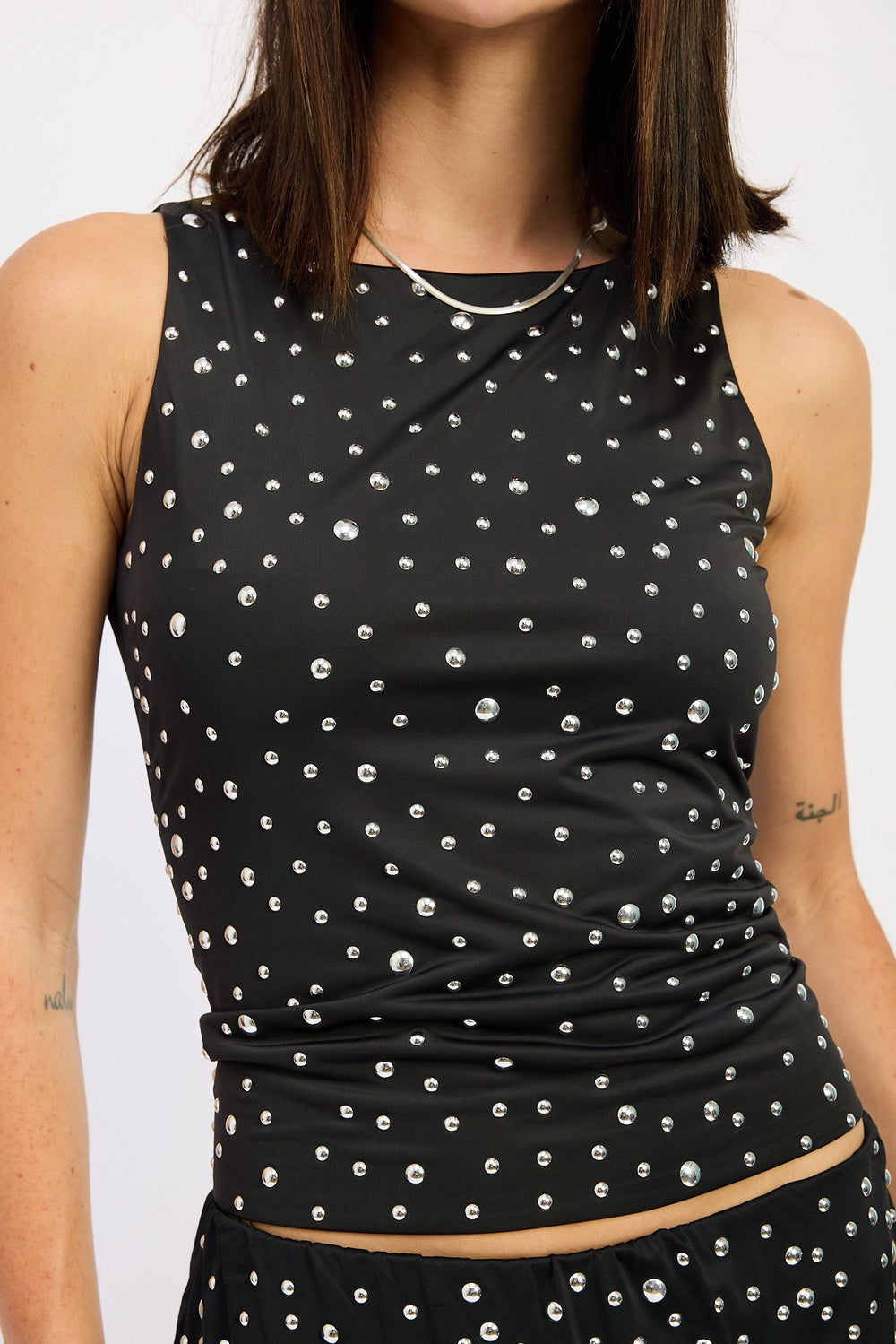 Espresso Metal Hotfix Knit Tank Top