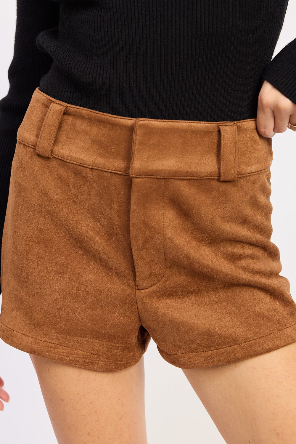 Caramel Suede Lowrise Shorts