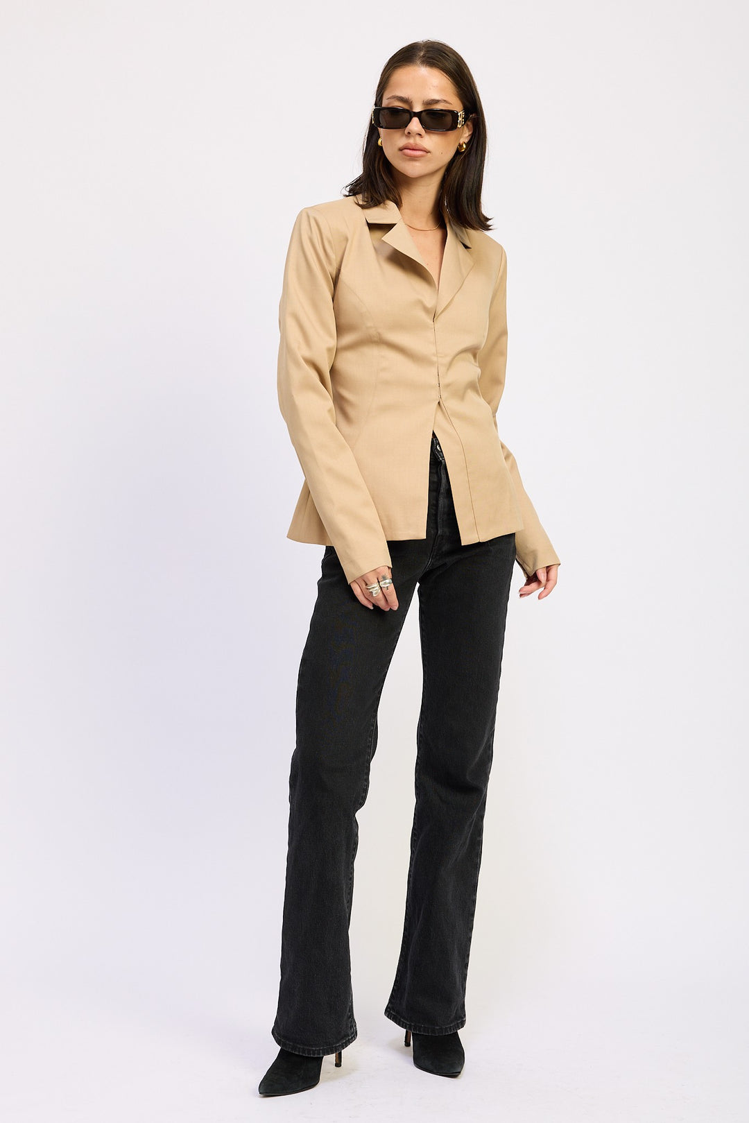 Khaki Fitted Blazer Jacquet