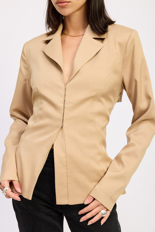 Khaki Fitted Blazer Jacquet