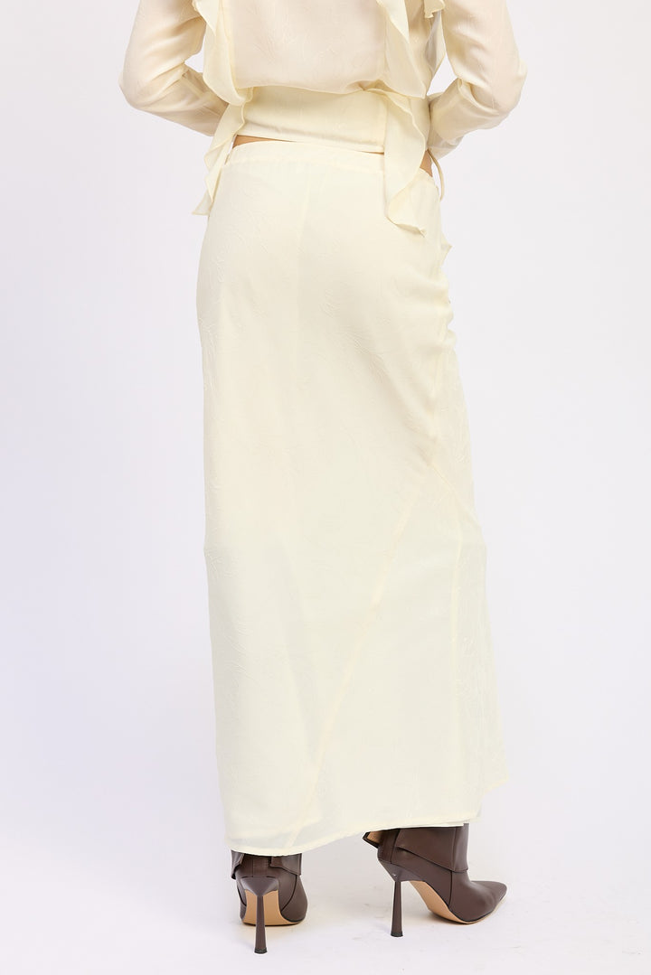 Satin Maxi Skirt With Drawstring