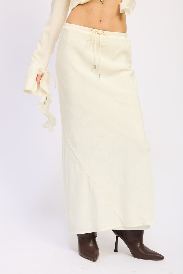 Satin Maxi Skirt With Drawstring