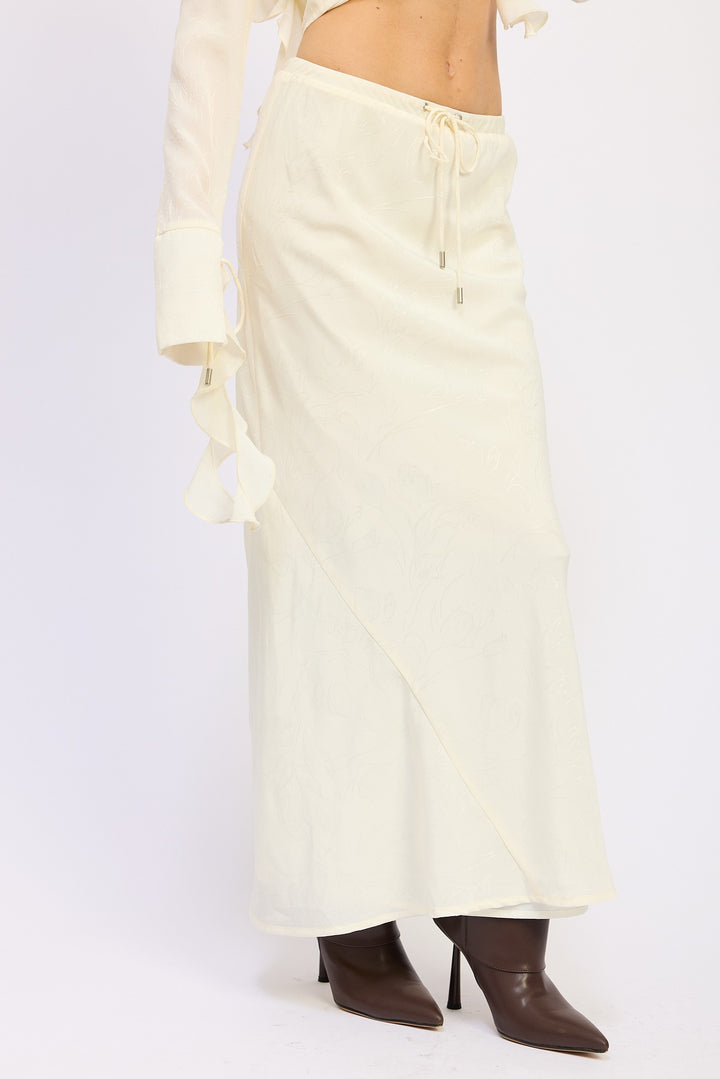 Satin Maxi Skirt With Drawstring