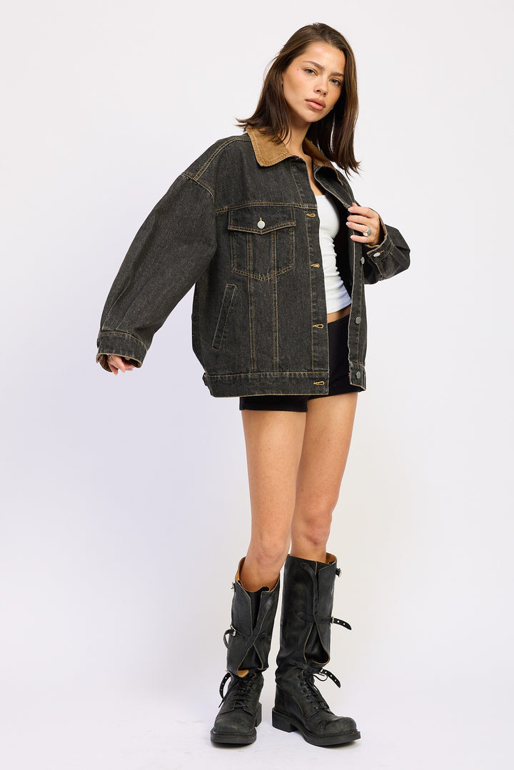 Mix Media Oversize Denim Jacket