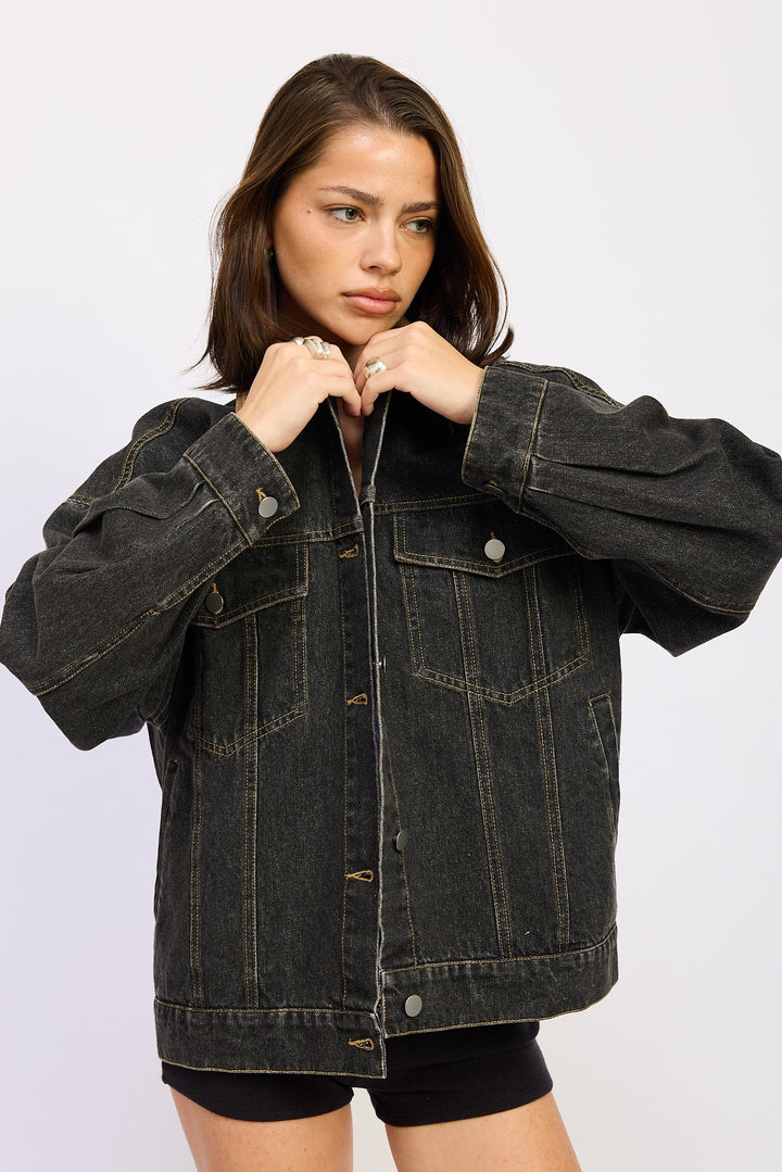 Mix Media Oversize Denim Jacket