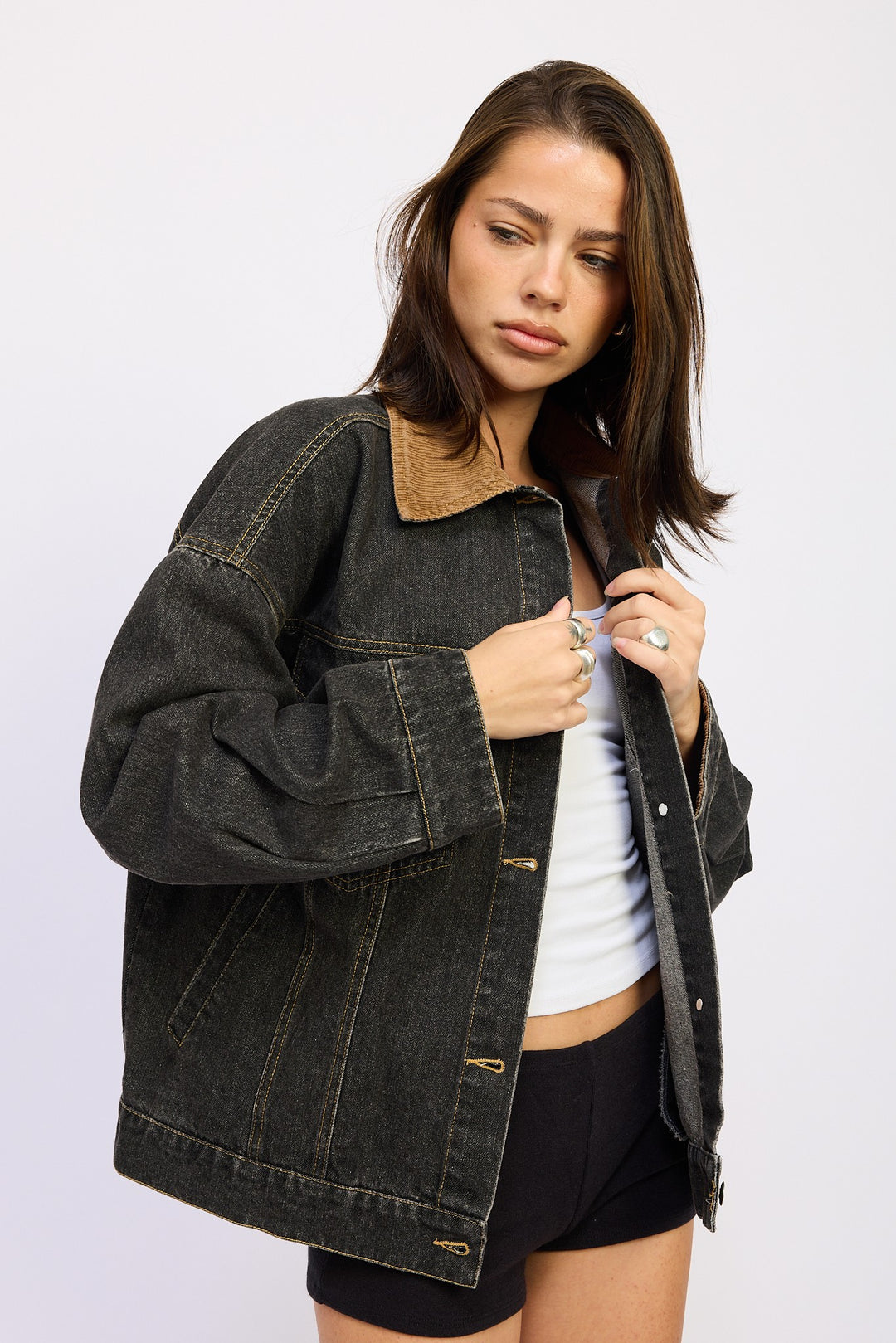 Mix Media Oversize Denim Jacket