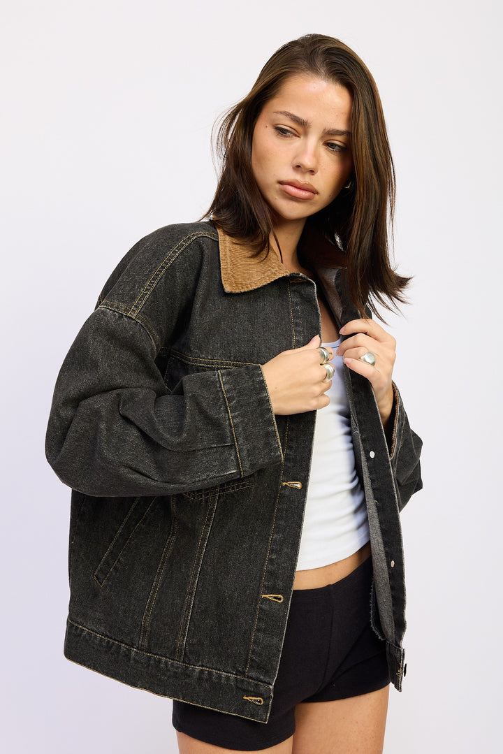 Mix Media Oversize Denim Jacket