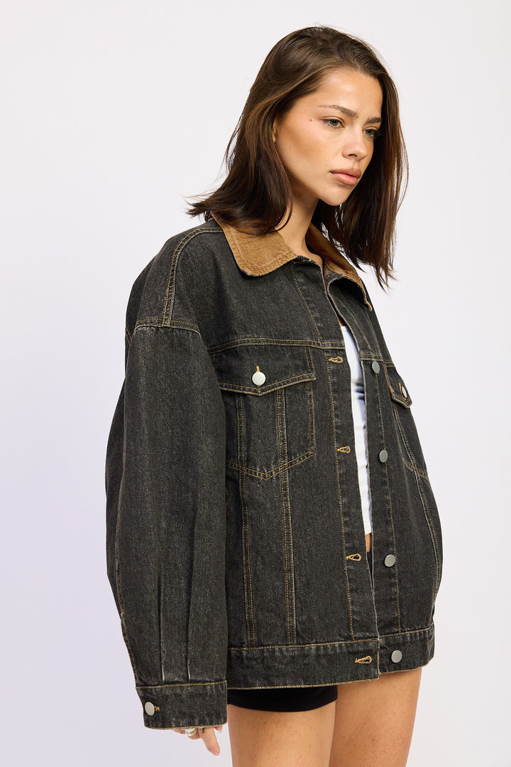 Mix Media Oversize Denim Jacket
