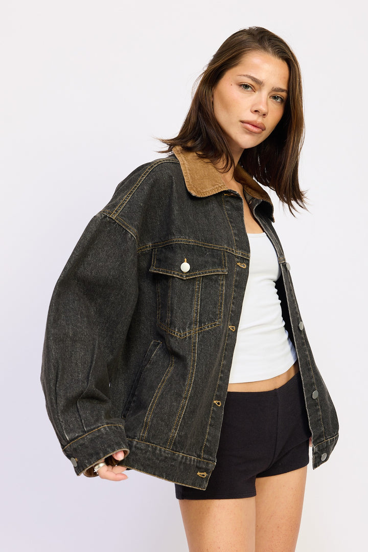 Mix Media Oversize Denim Jacket
