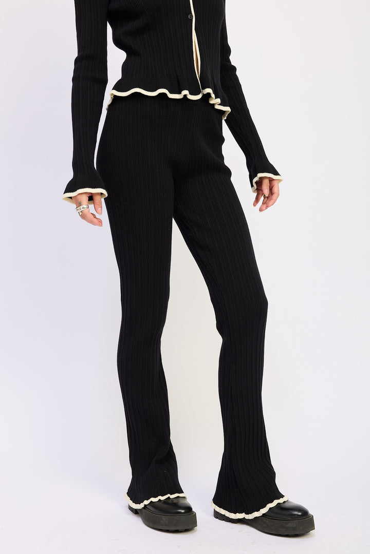 Flared Knit Pant With Lettuce Hem