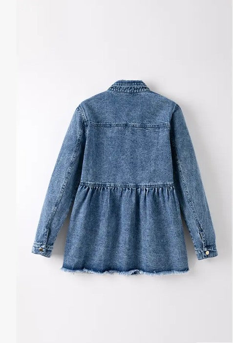 Long Sleeve Denim Button Front Top