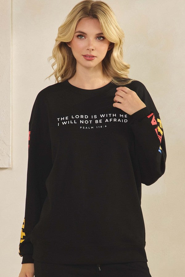 Black Faith Over Fear Ultra Comfy Graphic Sweatshirt