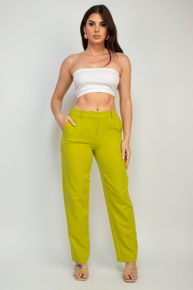 Ivory Womens Solid Dressy Straight Leg Pant Slacks