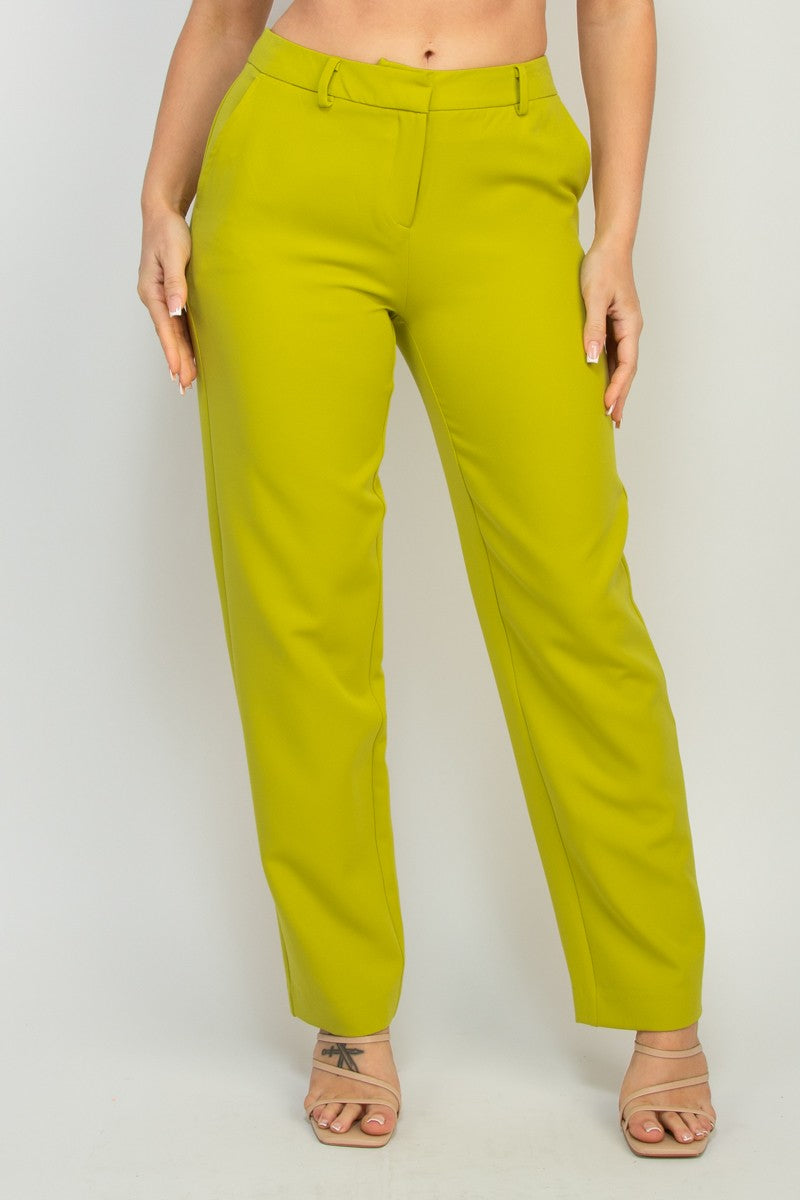 Navy Womens Solid Dressy Straight Leg Pant Slacks