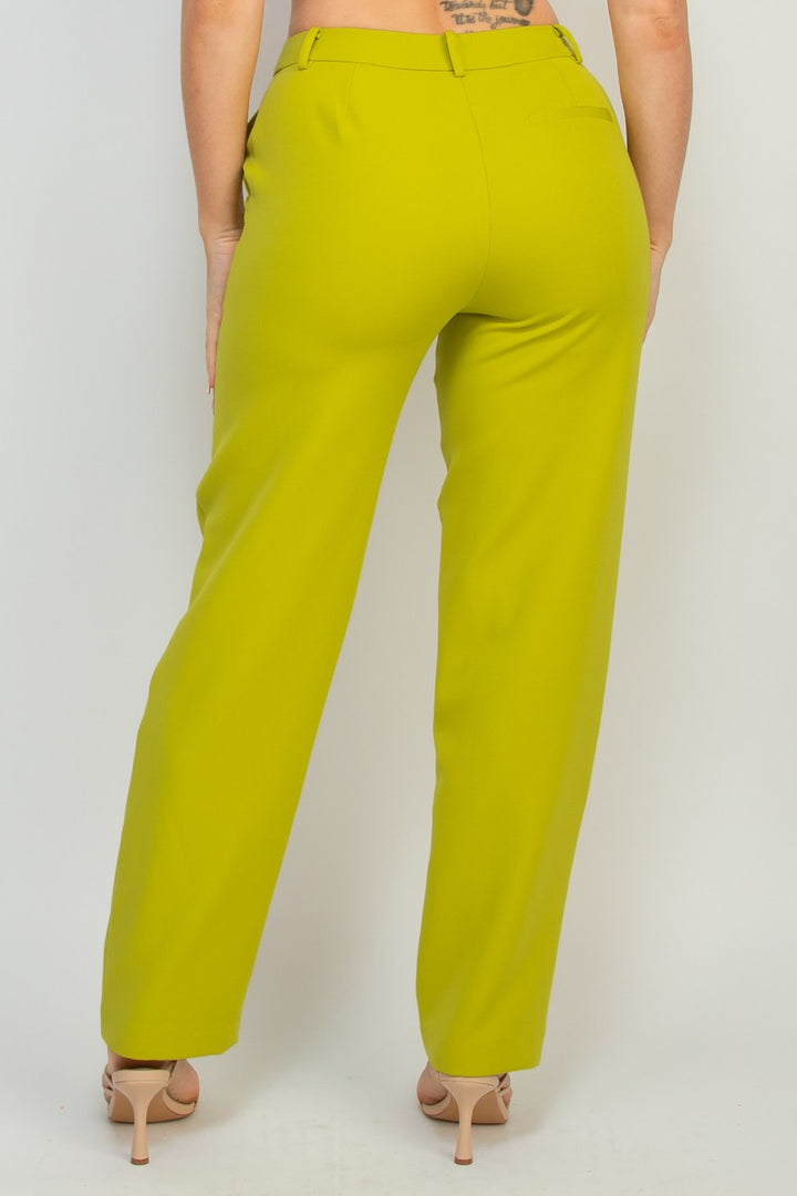Peach Womens Solid Dressy Straight Leg Pant Slacks