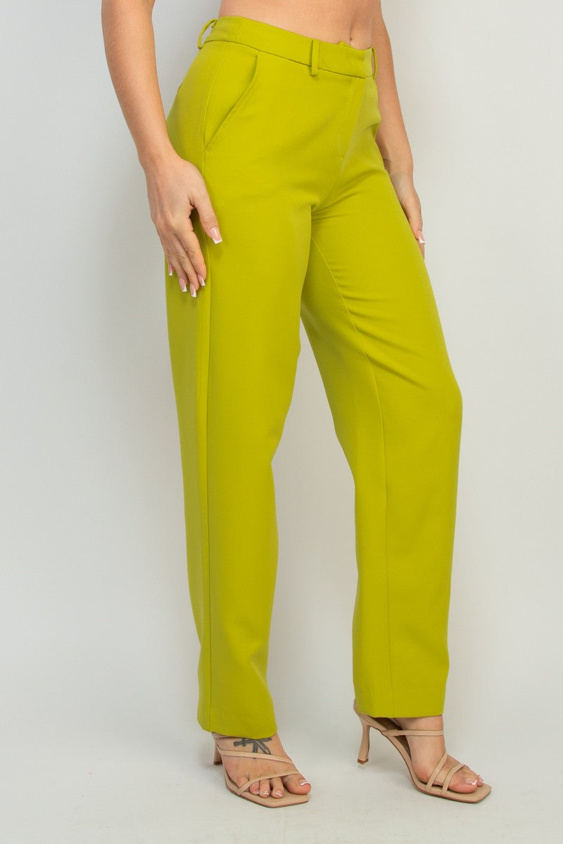 Navy Womens Solid Dressy Straight Leg Pant Slacks