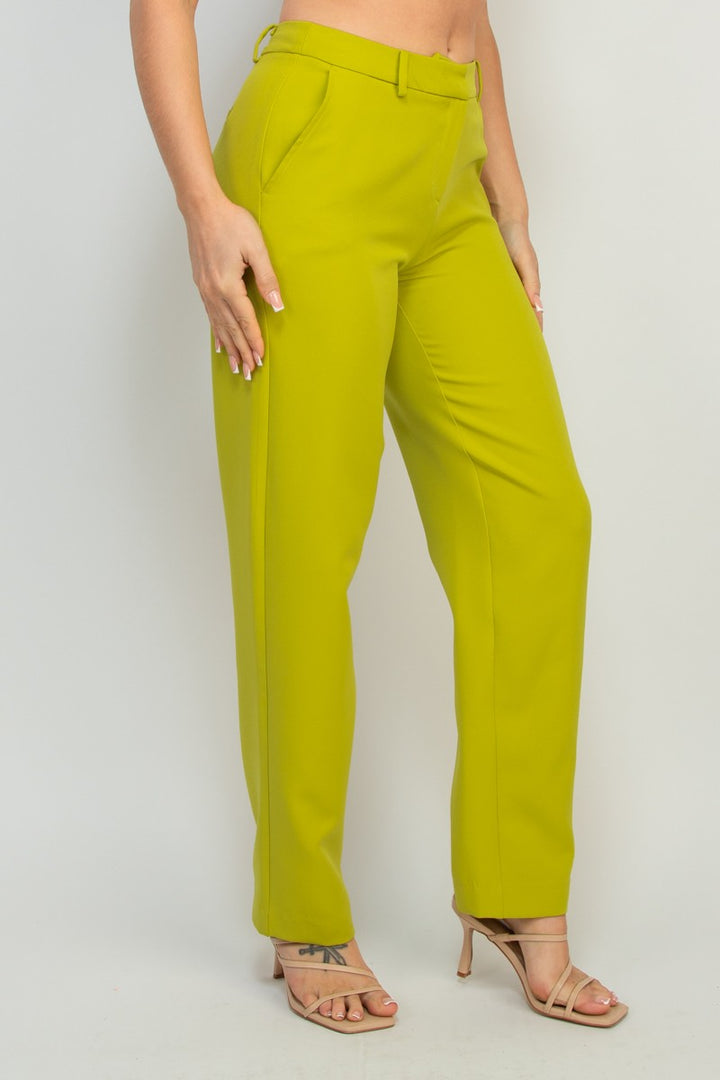 Navy Womens Solid Dressy Straight Leg Pant Slacks