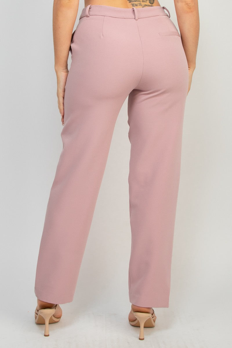 Mauve Womens Solid Dressy Straight Leg Pant Slacks