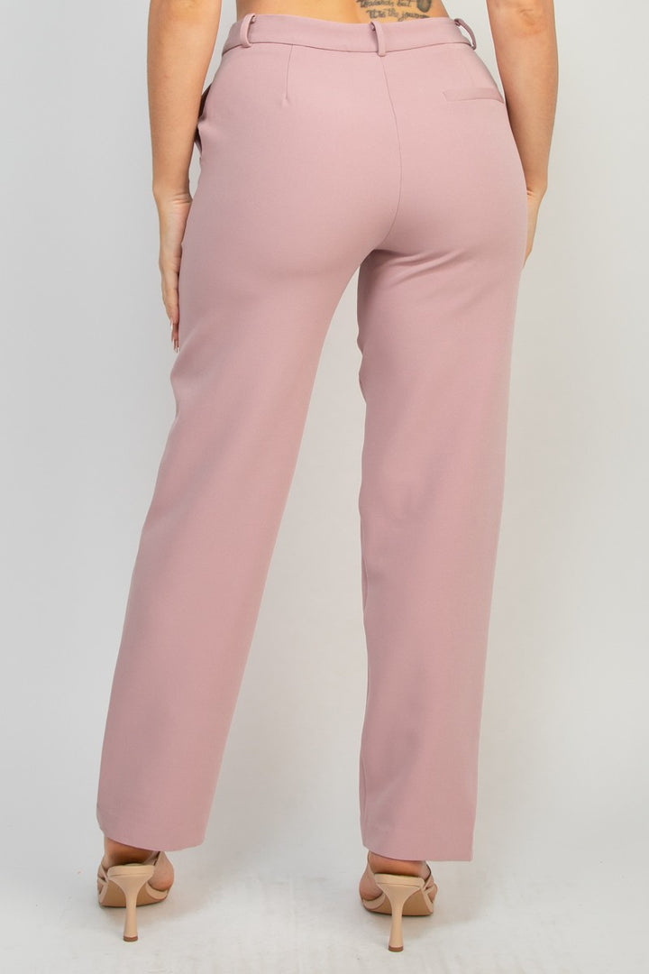 Mauve Womens Solid Dressy Straight Leg Pant Slacks