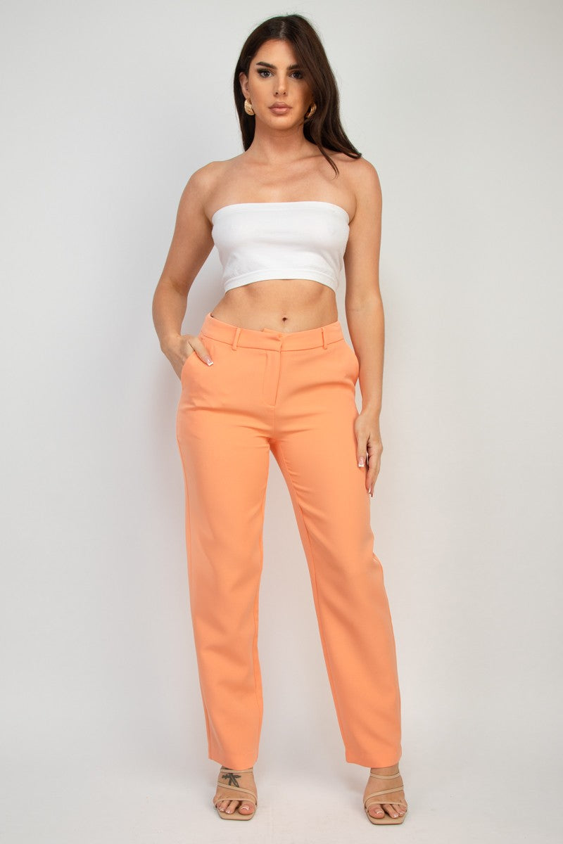 Ivory Womens Solid Dressy Straight Leg Pant Slacks