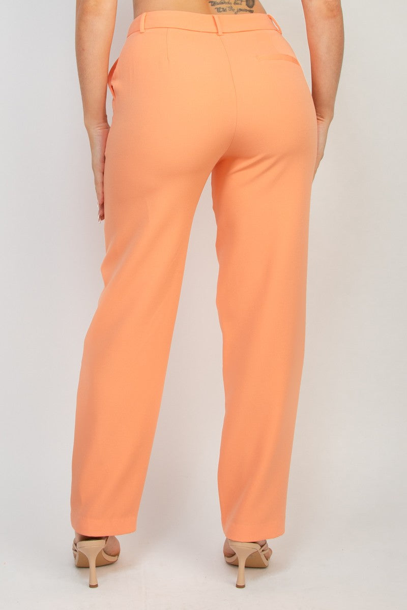 Womens Solid Dressy Straight Leg Pant Slacks