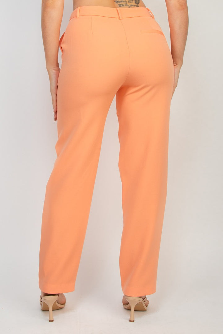 Womens Solid Dressy Straight Leg Pant Slacks