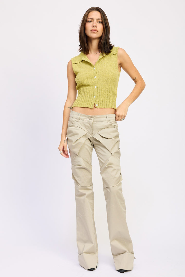 Lime Sleeveless Buttom Up Top