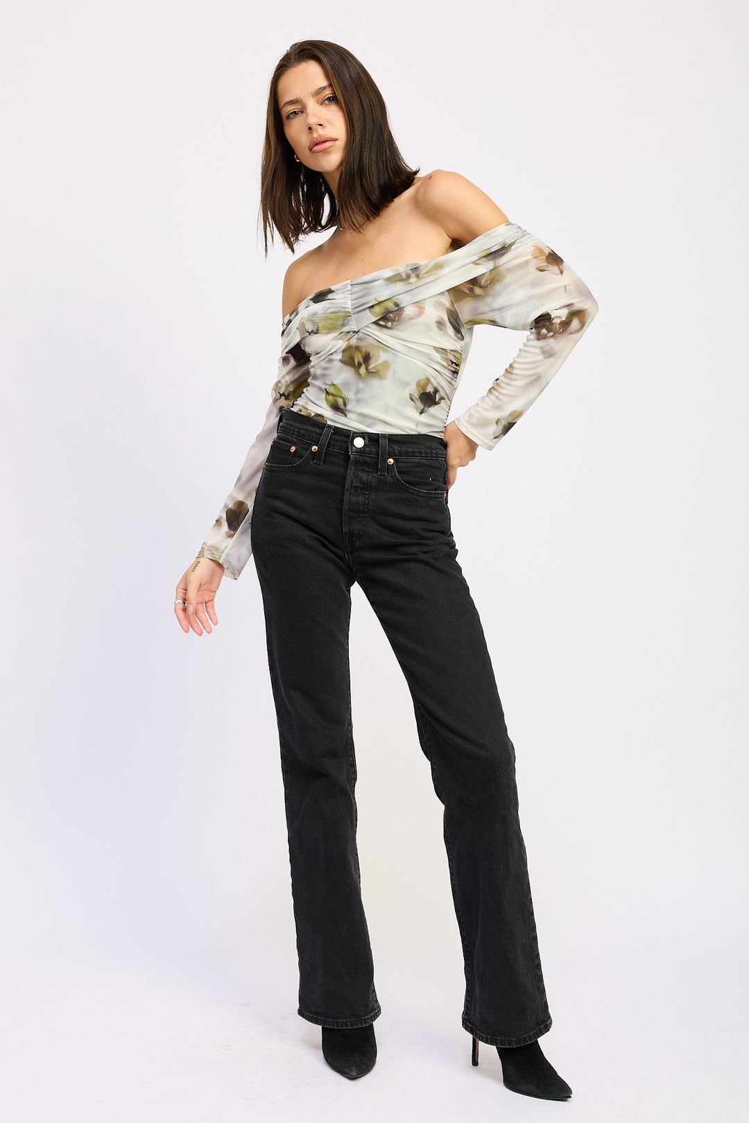 Ruched Off Shoulder Bodysuit