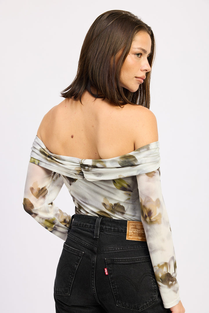 Ruched Off Shoulder Bodysuit