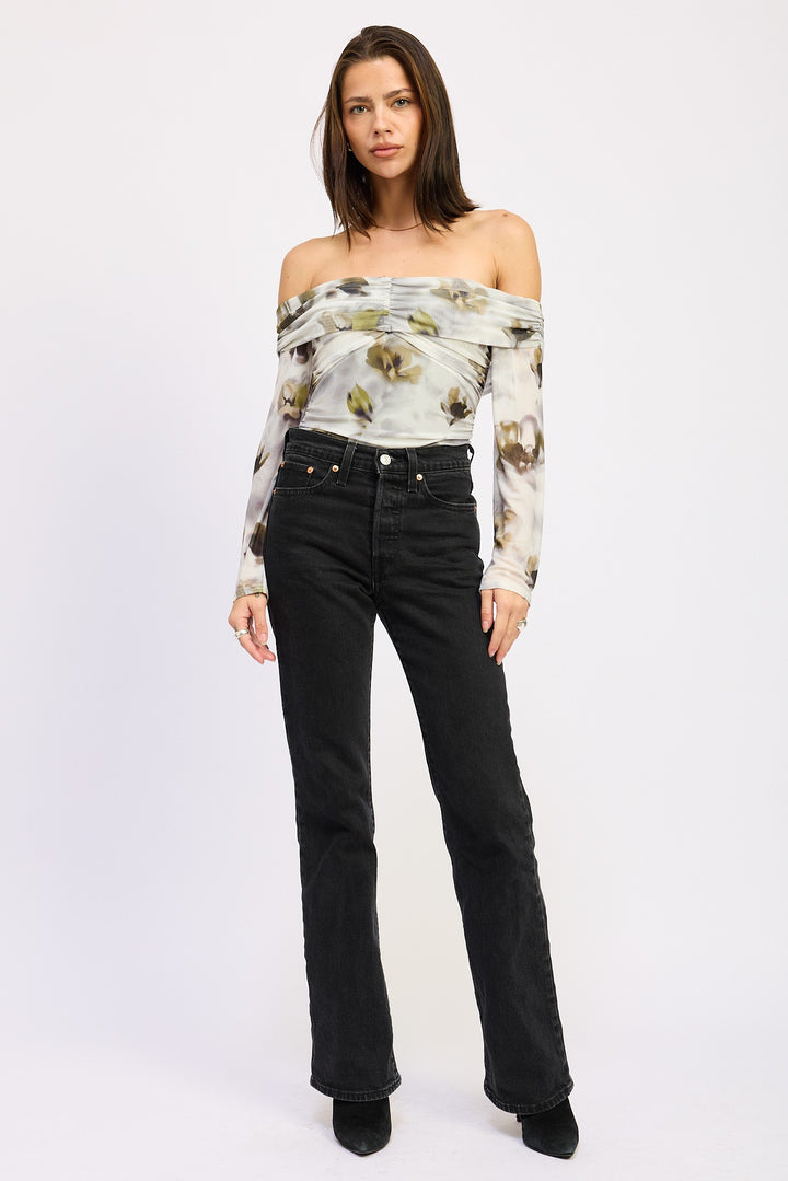 Ruched Off Shoulder Bodysuit