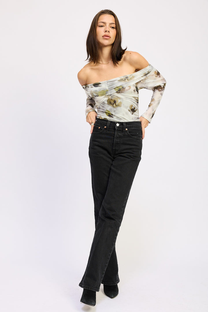 Ruched Off Shoulder Bodysuit