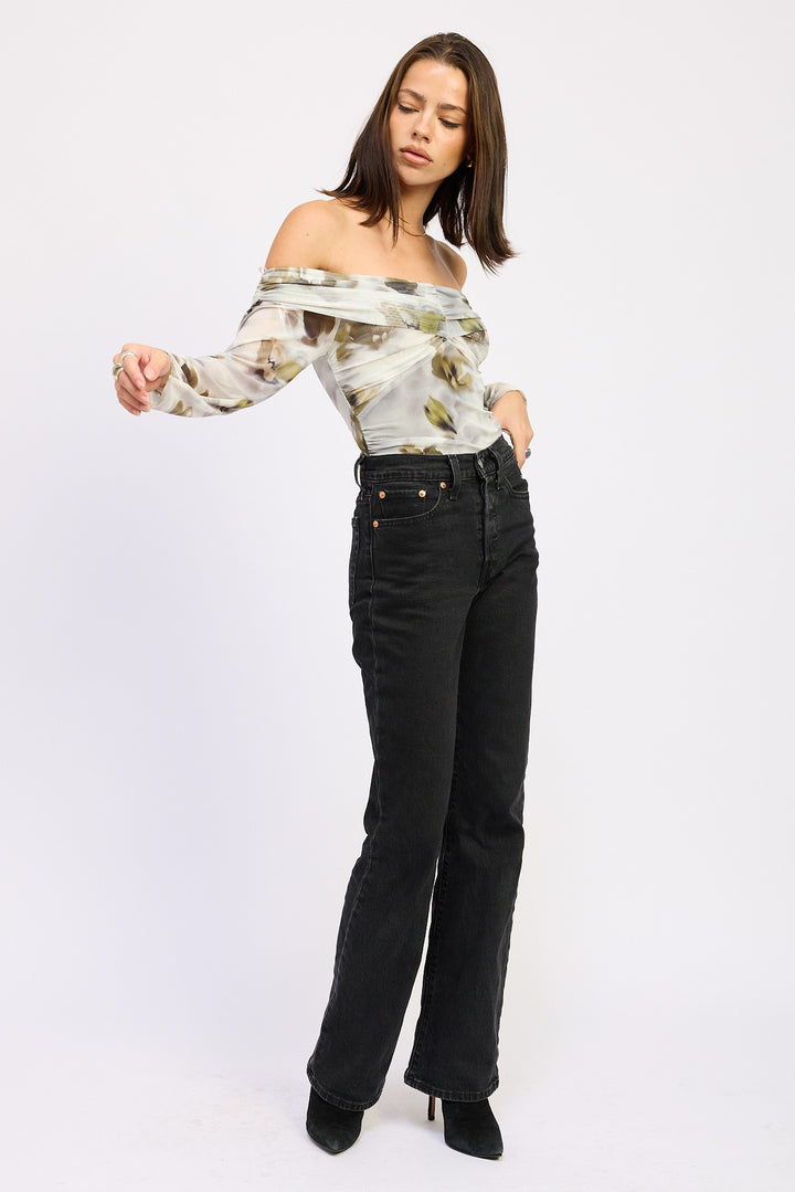 Ruched Off Shoulder Bodysuit