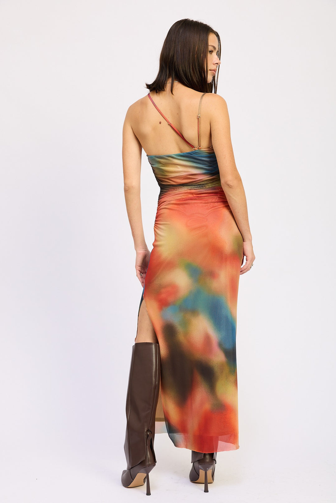 One Shoulder Ruched Maxi Dress