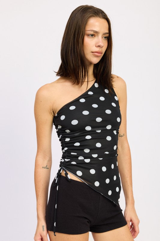 One Shoulder Side Ruched Top