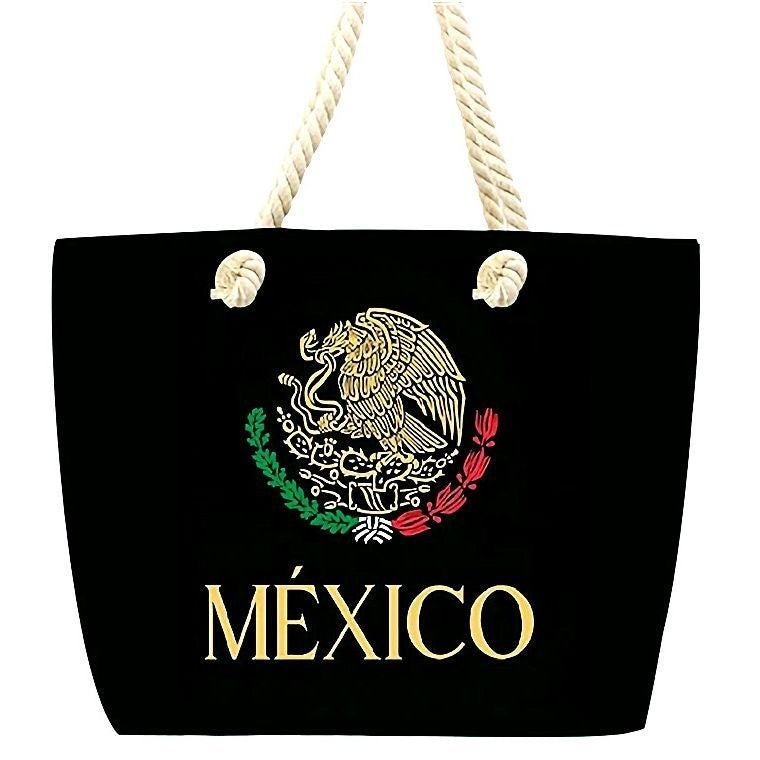 Assorted Black Maxico Flag Eco Canvas Tote Bag