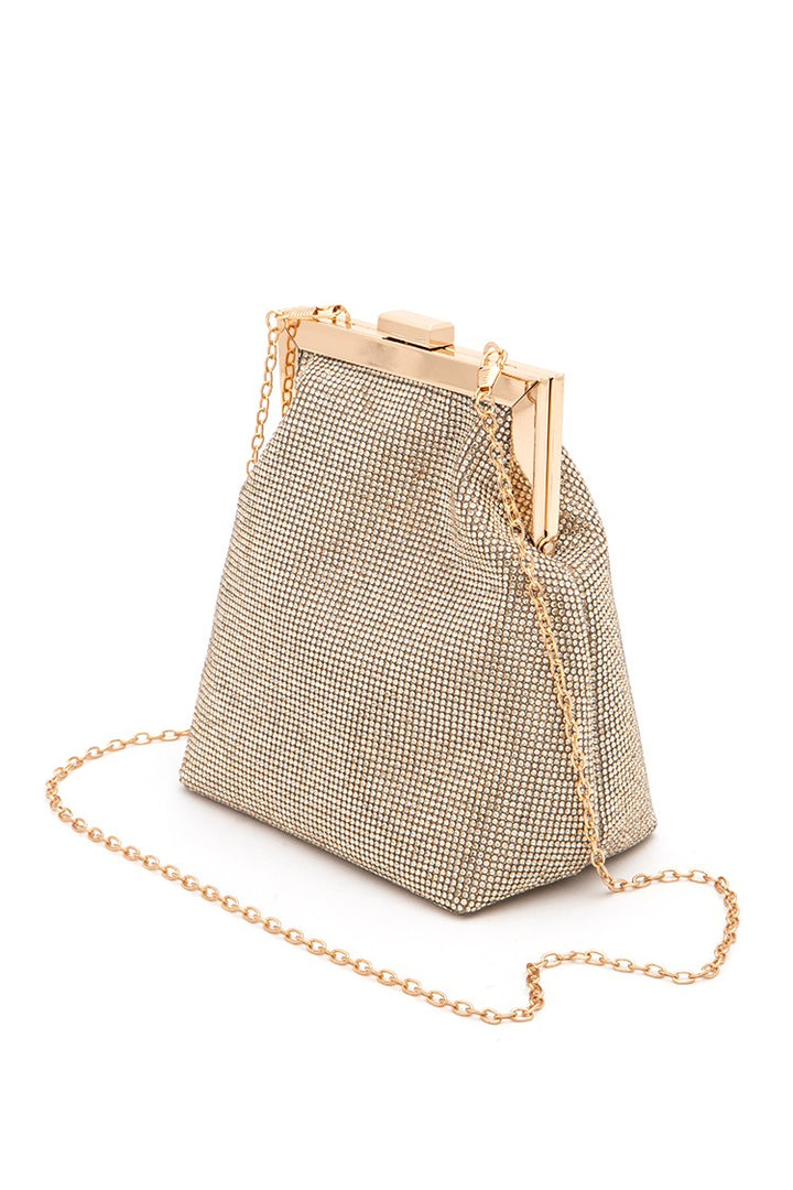 Top Handle Rhinestone Soft Clutch Bag