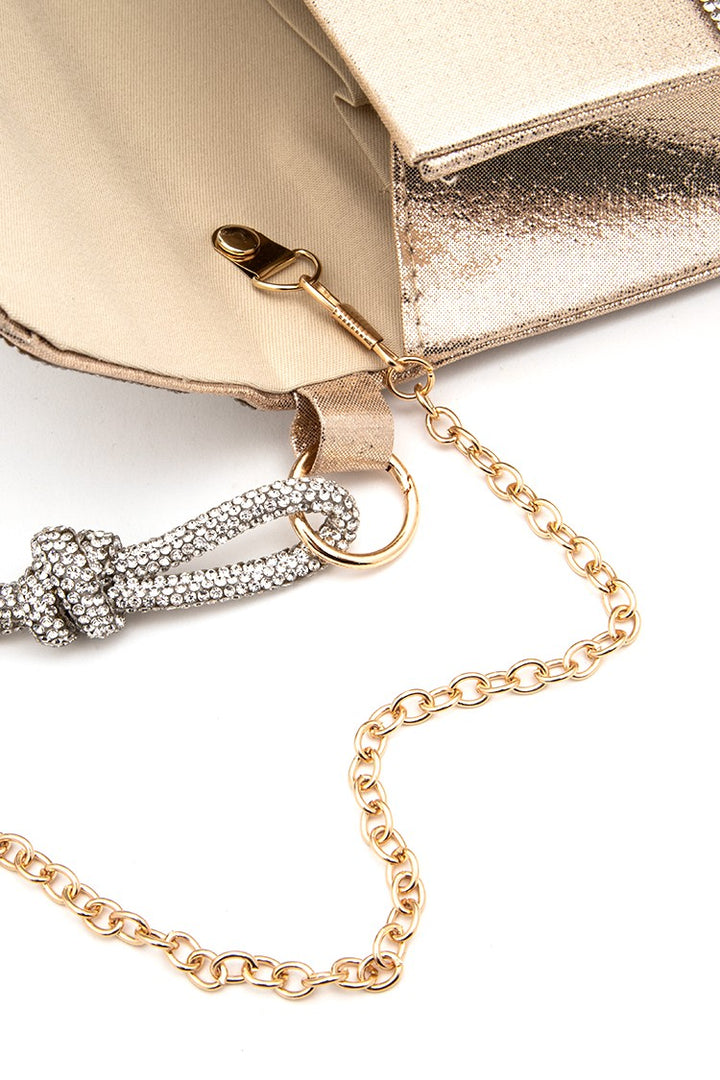 Rhinestone Pearl Top Handle Statement Clutch Bag