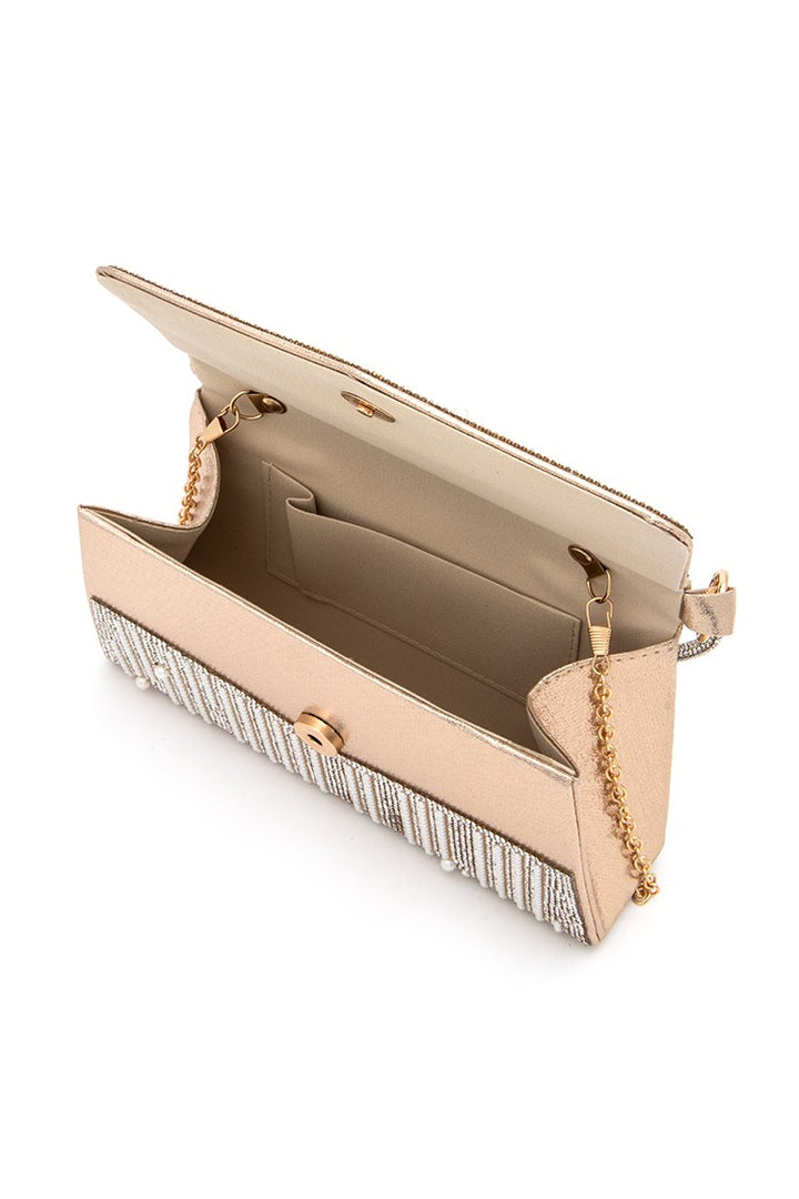 Rhinestone Pearl Top Handle Statement Clutch Bag