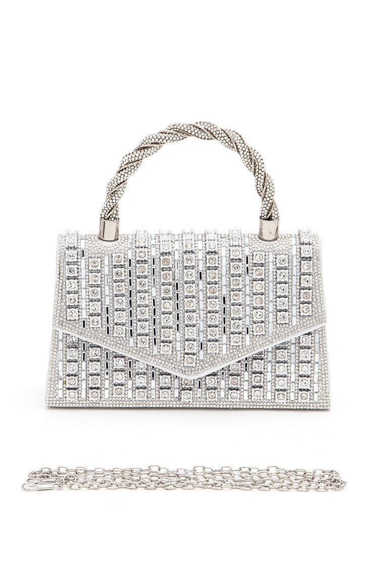 Gold Rhinestone Top Handle Iconic Clutch Bag