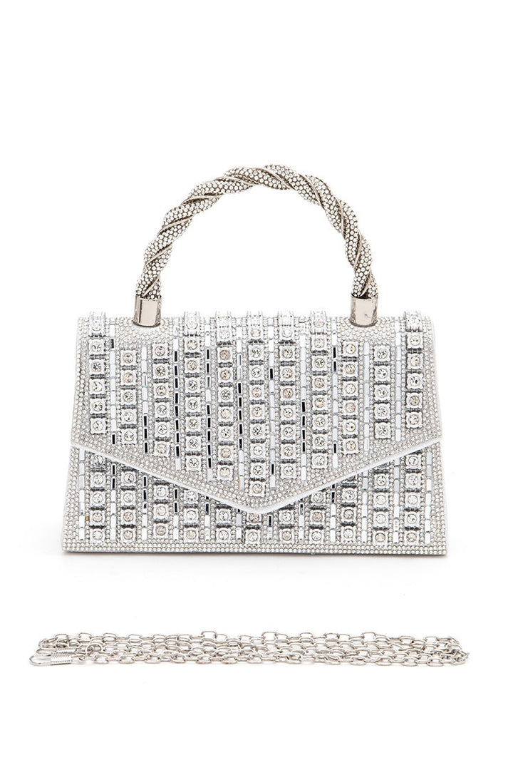 Gold Rhinestone Top Handle Iconic Clutch Bag