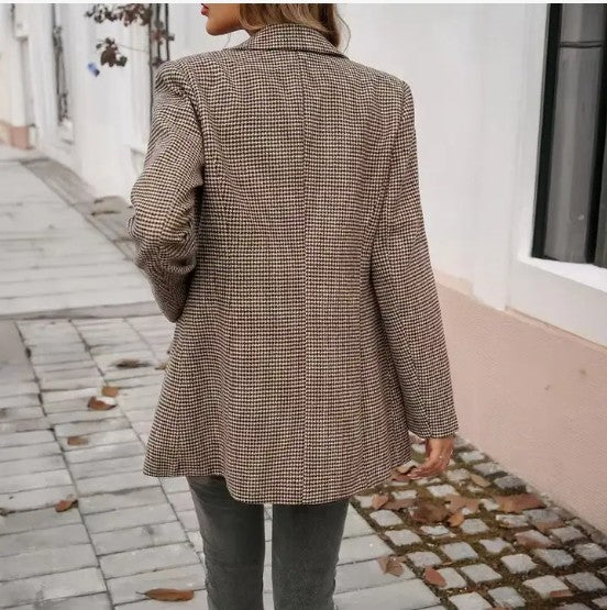 Khaki Lapel Buttoned Blazer