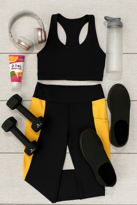 Yellow The Yasmine Yellow Panel Leggings 1