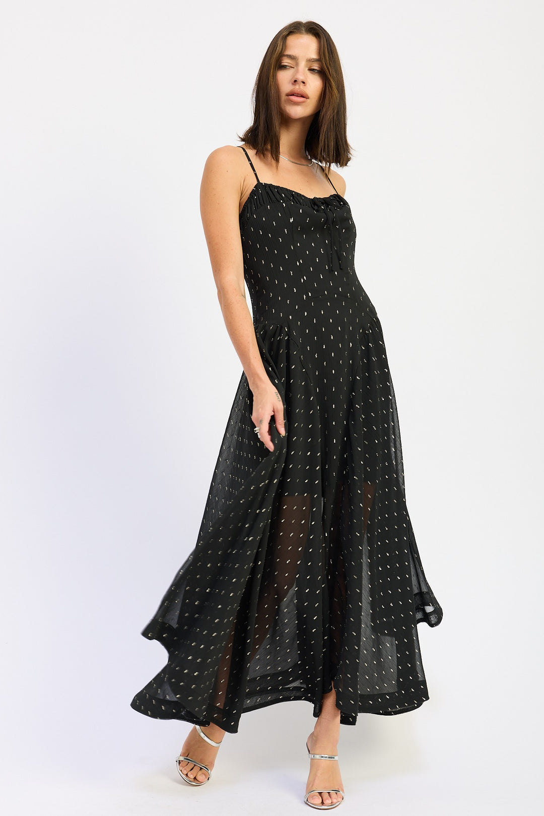 Spaghetti Strap A Line Maxi Dress