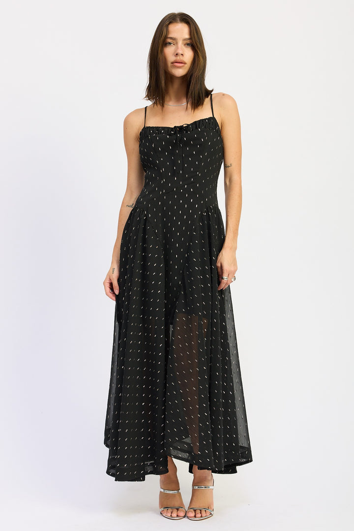 Black Spaghetti Strap A Line Maxi Dress